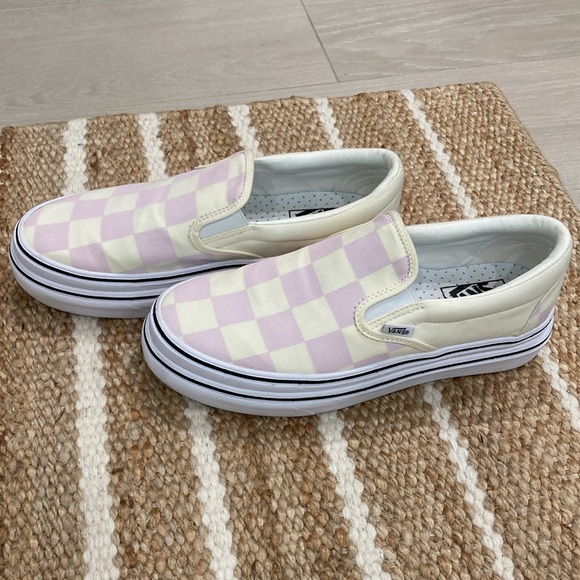 🌊Vans ComfyCush Pink/Ivory Large Checkered SlipOns Size 9.5 Women’s/8.0 Men’s🌊 - Picture 2 of 12